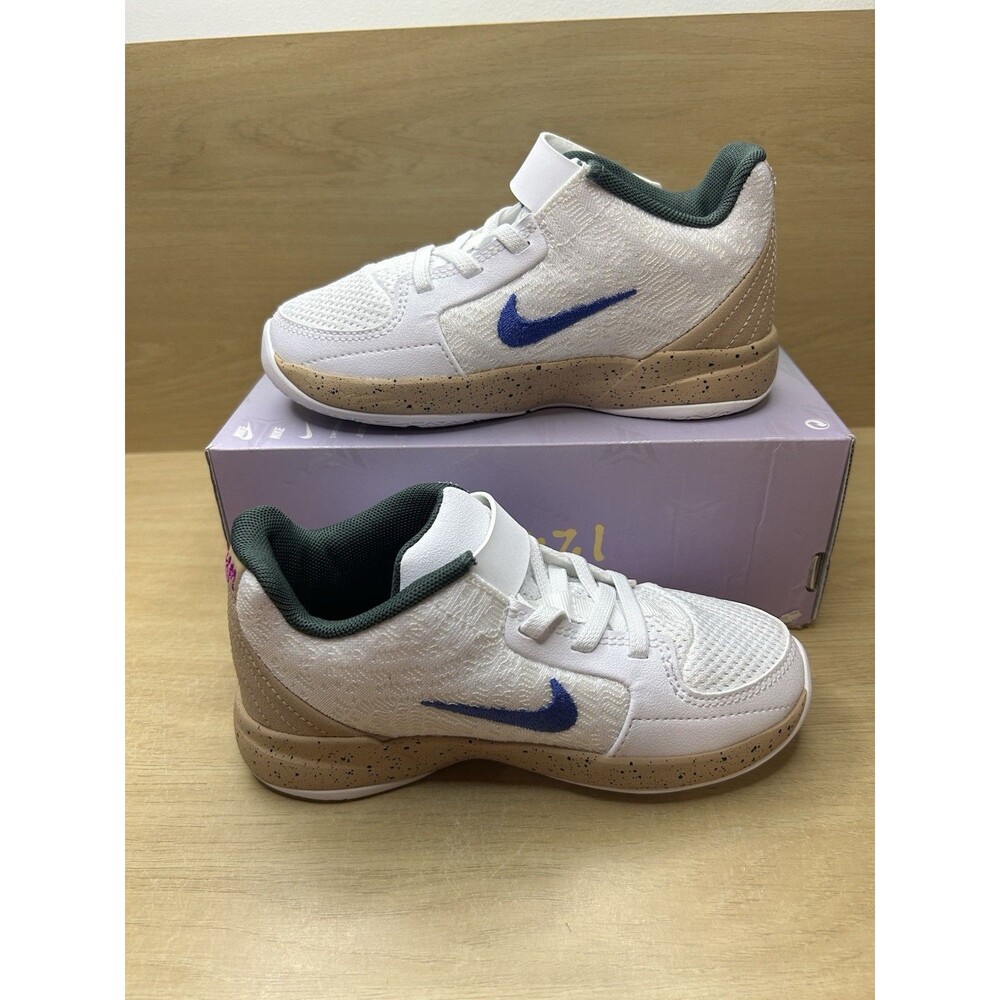 Nike Ja 2 In The Woods. Little Kids Shoes Size 12c White/Hemp/Vintage Green/Blue - Picture 6 of 15